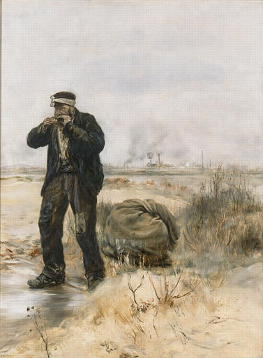 Chiffonnier allumant sa pipe, Jean-François Raffaëlli, 1884