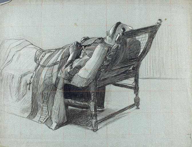 La procession. Jeune femme sur une civière_0