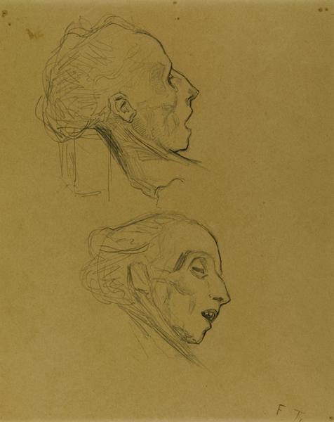 Deux têtes superposées ; Etude pour 'Les bouches inutiles' (de la série), Francis Tattegrain, 1895 vers