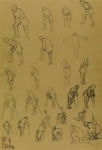 Nombreux personnages ; Etude pour 'Les bouches inutiles' (de la série), Francis Tattegrain, 1895 vers