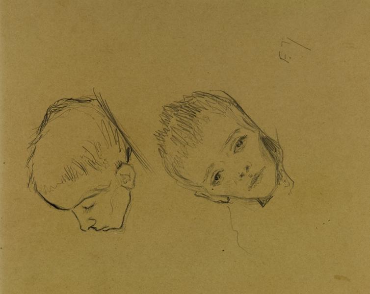 Deux têtes d'enfant superposées ; Etude pour 'Les bouches inutiles' (de la série), Francis Tattegrain, 1895 vers