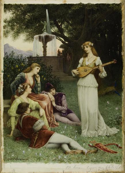 La mandoline ; Muses (Titre attribué), Jacques Clément Wagrez, 1894