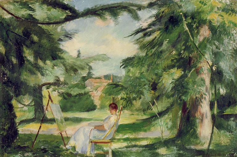 Femme peignant dans un paysage, Henry Ottmann, 1919