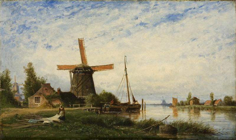 Soleil couchant ; village de Lynbann (Hollande)_0