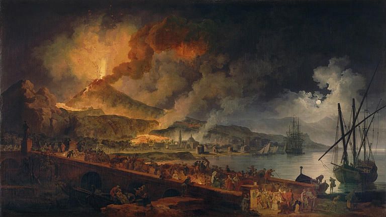 Eruption du Vésuve en 1737 et vue de Portici_0