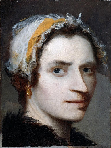 Tête de femme avec un bonnet ; Tête d'homme en travesti avec un bonnet (cat. raisonné Peintures italiennes, par B. Sarrazin, 1994.) (Ancien titre)_0