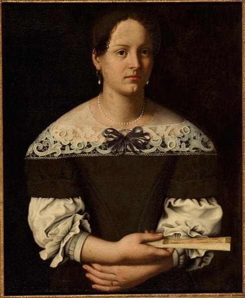 Portrait de dame vêtue de noir et portant un éventail_0