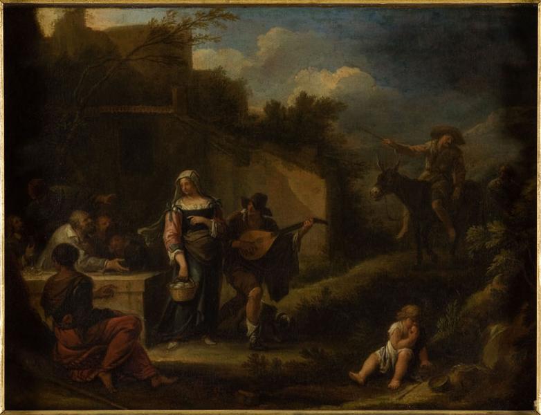 Buveurs à la porte d'une auberge_0