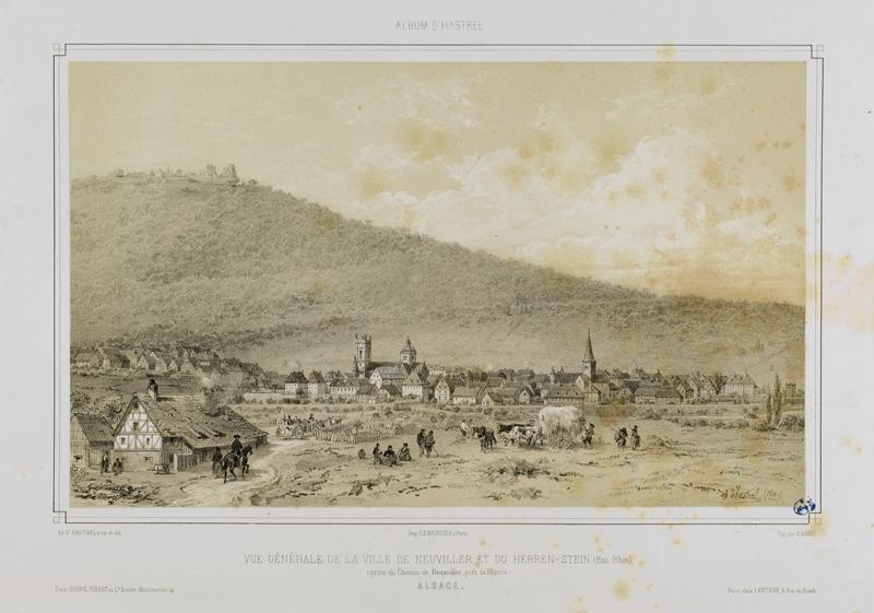 Vue générale de la ville de Neuviller, Adolphe d' Hastrel, 19e siècle