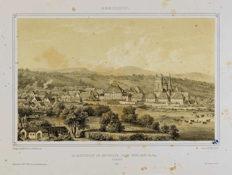 Le Klosterhof de la ville de Neuviller, Adolphe d' Hastrel, 19e siècle