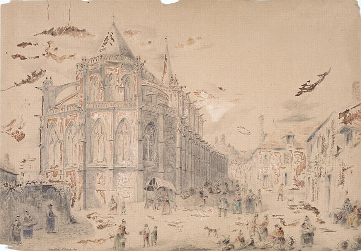 Montfort l'Amaury : le marché et l'église, Olivier de Wismes, 4e quart 19e siècle