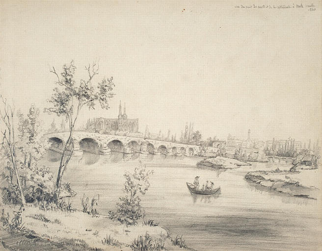 Metz : le Pont des Morts et la Cathédrale, 1840, Olivier de Wismes, 4e quart 19e siècle
