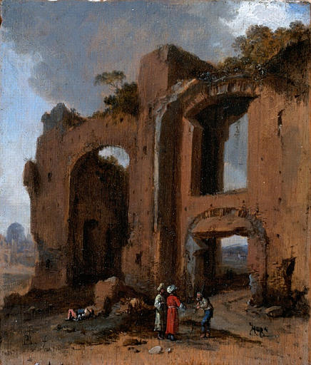 Ruines antiques dans un paysage_0
