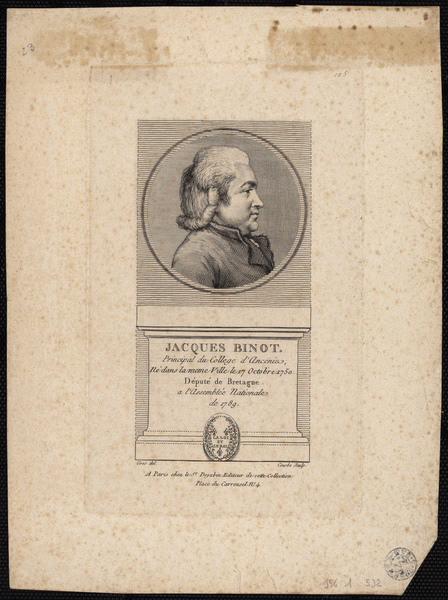 Jacques Binot principal du collège d'Ancenis né dans la même ville le 17 octobre 1750 député de la Bretagne à l'Assemblée Nationale de 1789, Antoine Jean Gros, 4e quart 18e siècle