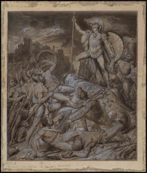 Scène de la guerre de Troie, Pierre Nolasque Bergeret, 1ère moitié 19e siècle