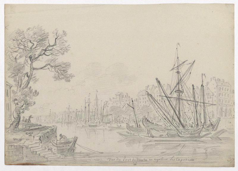 Vue du port de Nantes en regardant les Capucins, Louis François Cassas, 4e quart 18e siècle, 1er quart 19e siècle