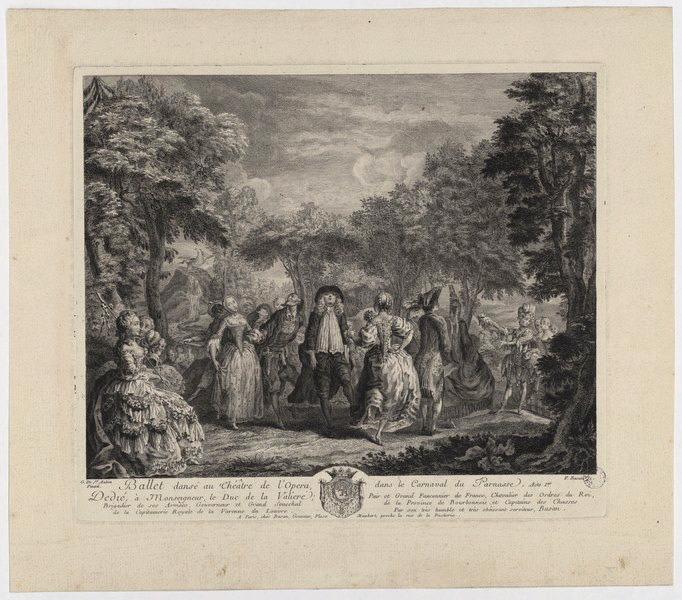 Ballet donné au théâtre de l'opéra dans 'Le Carnaval de Parnasse', Gabriel de Saint-Aubin, 2e moitié 18e siècle