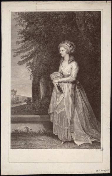 Princesse Frédérique Charlotte de Prusse ; La princesse Frédérique-Charlotte de Prusse se promenant dans un jardin (Titre donné par Ch. Le Blanc), Edward Francis Cunningham, 1786