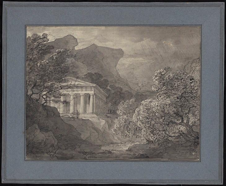 Temple antique dans paysage rocheux, Jean-Baptiste Coste, 4e quart 18e siècle, 1er quart 19e siècle
