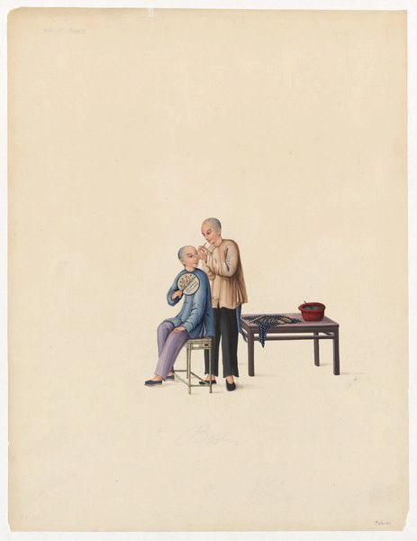 Barbier prodiguant ses soins à un client_0