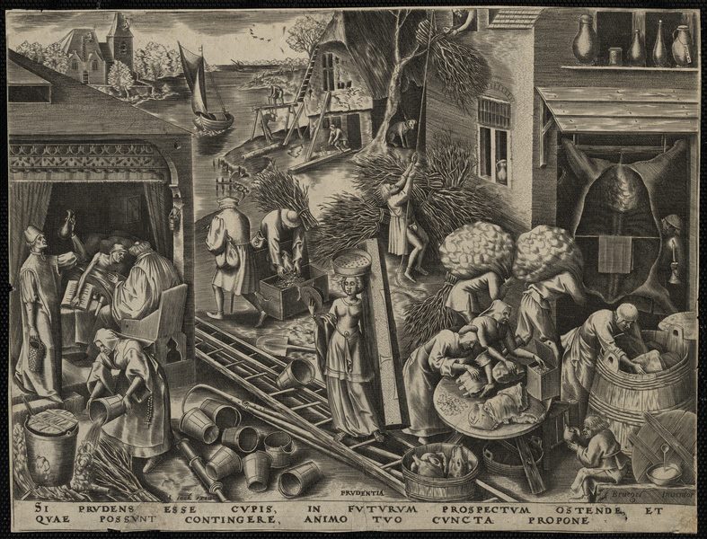 La prudence Si prudens eise cupis is futurum prospertum ostende et quae possunt contingere animo tuo propone, Pieter Bruegel, 1559-1560