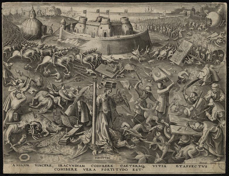 La fortune Animum vincere iracundiam cohibere caeteraque vita et affectus cohibere vera fortitudo est, Pieter Bruegel, 1559-1560