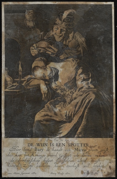 DE WIIN IS EEN SPOTTER, Frans Van Mieris, 1664 - 1670