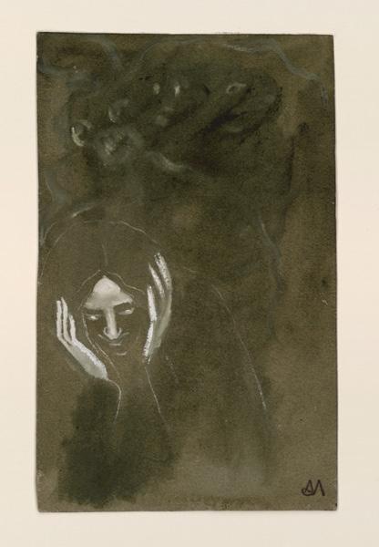 Tête de femme avec les mains autour du visage, Alexis Merodack-Jeaneau, 4e quart 19e siècle