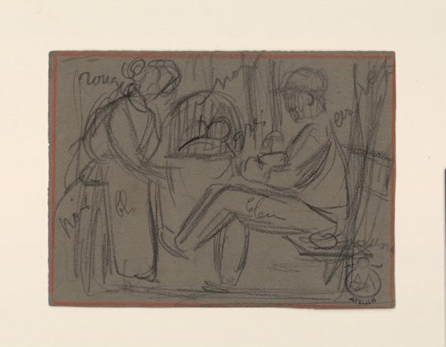 Un homme assis et une femme (étude), Alexis Merodack-Jeaneau, 4e quart 19e siècle