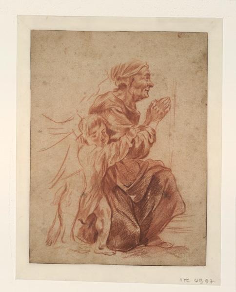 Etude d'une vieille femme et d'un enfant ; Vieille femme à genoux (autre titre), Jacob Jordaens