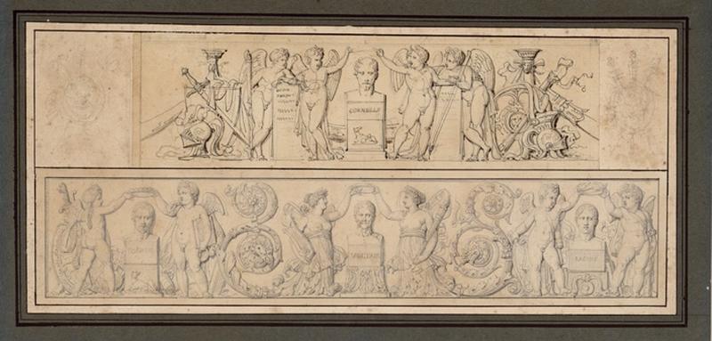 Etude pour une frise ; Génies (titre d'après Jouin), Louis Laffitte, 1ère moitié 19e siècle