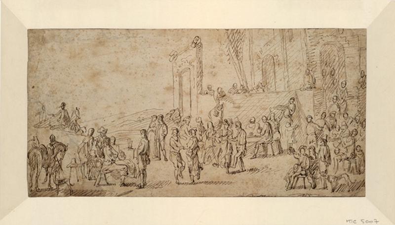 Une fête en plein air ; Fête champêtre (libations et danses), Cornelis de Wael, 17e siècle