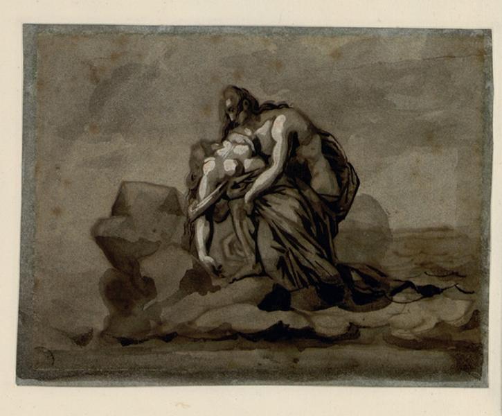 Jeune homme retenant dans ses bras une femme qu'il vient de retirer des flots Paul et Virginie (?) ; Paul et Virginie_0