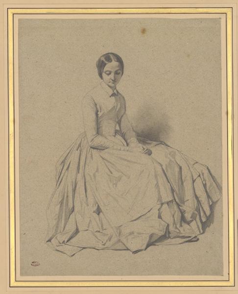 Femme assise de trois-quarts, Théodore Valerio, 19e siècle