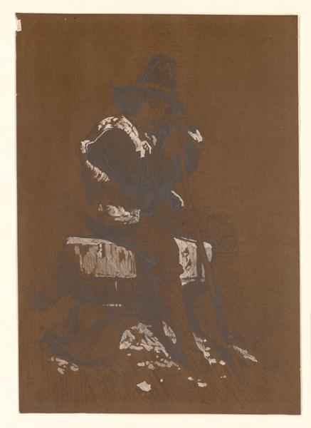 Pâtre enfant assis sur un fragment d'architecture, Dominique Papety, 1ère moitié 19e siècle