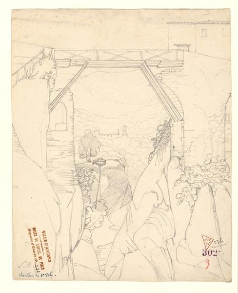Passerelle sur un viaduc détruit, Christian de Saint-Pol, 1859 avant