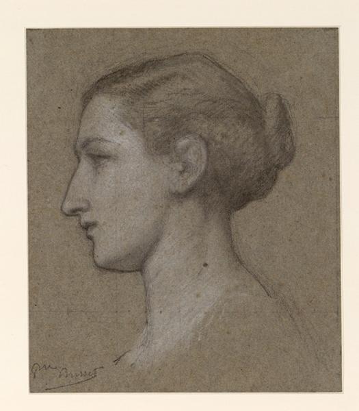 Tête de femme de profil à gauche, Pierre Nicolas Brisset, 19e siècle