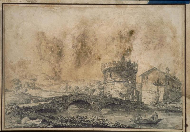 Le pont Lucano avec le tombeau des Plautii près de Tivoli ; Paysage. Ruines. Monuments_1