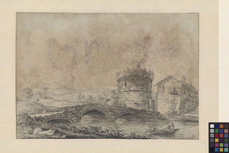 Le pont Lucano avec le tombeau des Plautii près de Tivoli ; Paysage. Ruines. Monuments_0