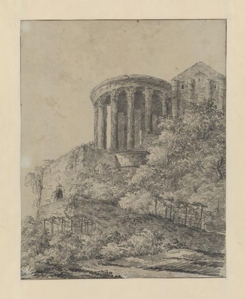 Le temple de la Sibylle à Tivoli ; Paysage - Ruines d'Italie ; Vue du Temple de Vesta à Tivoli_0