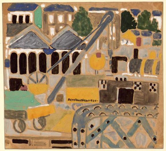 La gare en chantier, Alexis Merodack-Jeaneau, 1910