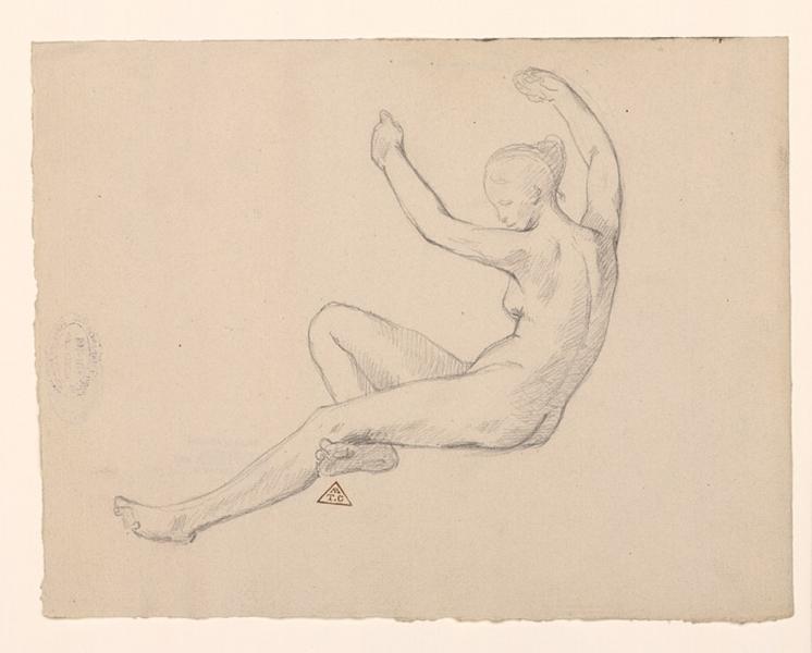 Femme assise, les bras en l'air, Eugène Brunclair, 19e siècle