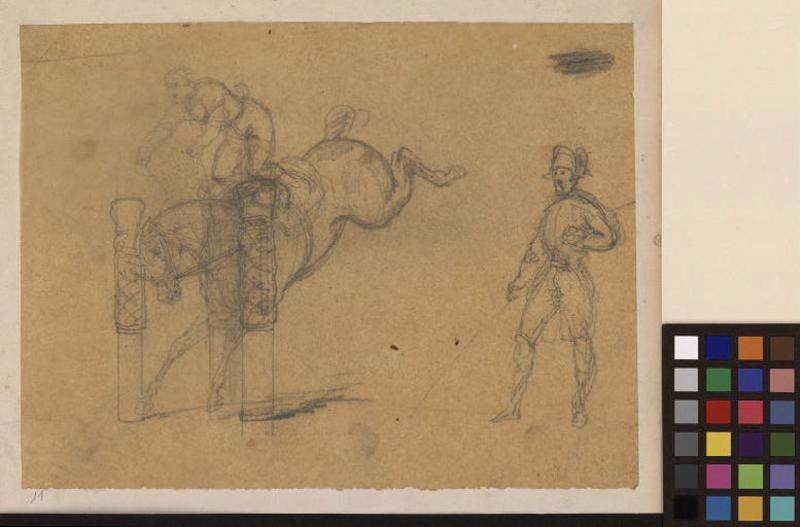 Cavalier sautant un obstacle, Thomas François Drake, 19e siècle
