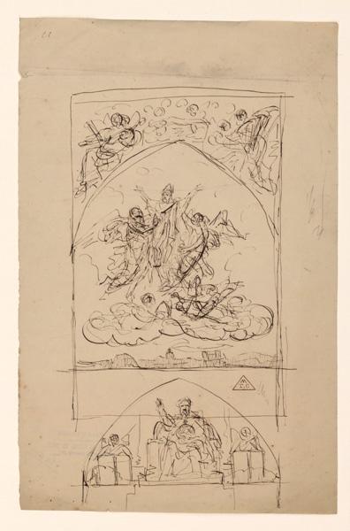 Composition pour un panneau mural religieux, Eugène Brunclair, 19e siècle