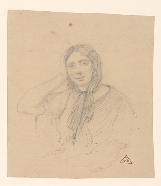 Portrait de femme avec une mantille, Eugène Brunclair, 19e siècle