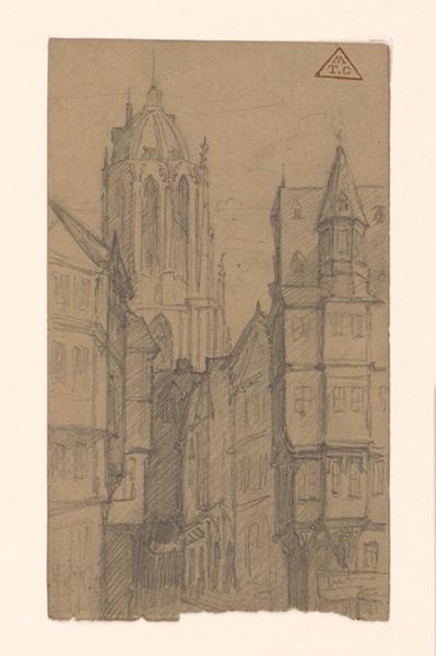 Vue d'une église en Belgique, Eugène Brunclair, 19e siècle