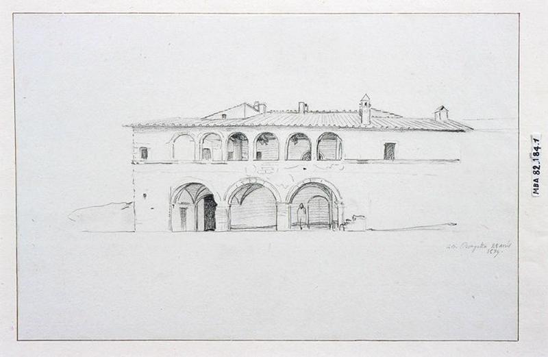 Edificio porticato a Borghetto presso Otricoli (nord di Roma) ; Vue de Borgetto (nord de Rome)_0