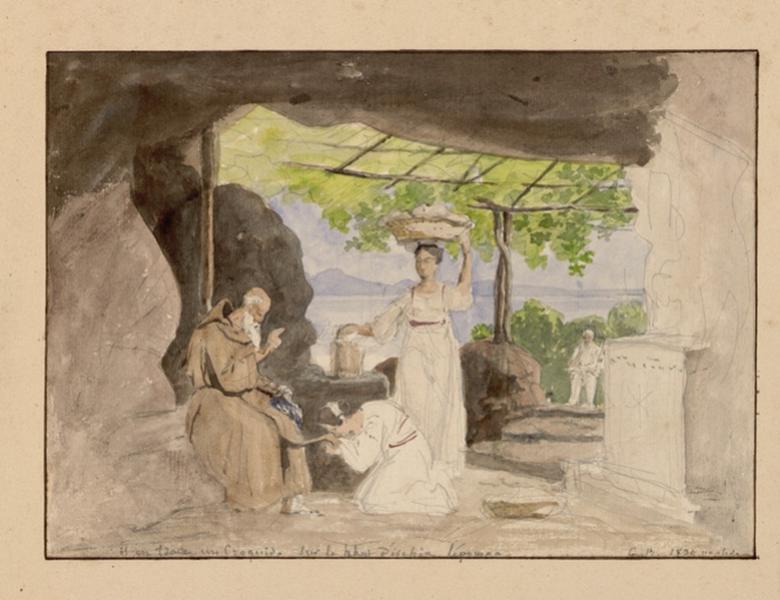 Moine bénissant une femme agenouillée_0