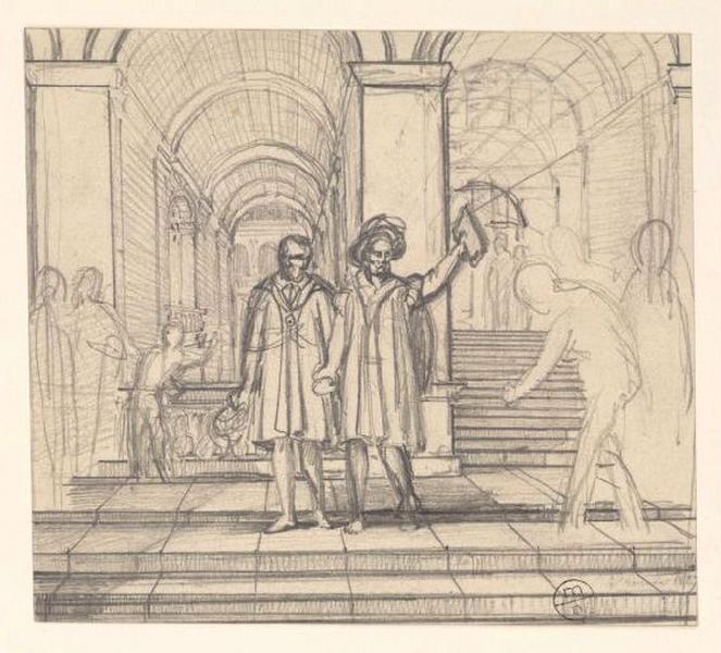 Un grand seigneur et le Tasse (recto) ; Etude de canon (verso)_0