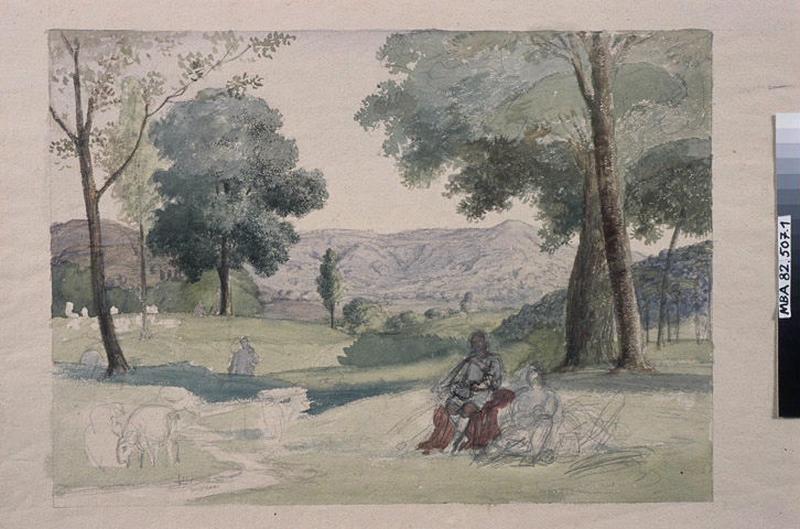 Berger et ses moutons, Guillaume Bodinier, 19e siècle